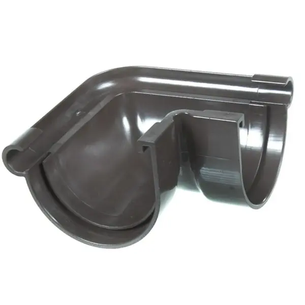 Offre Spéciale Angle extérieur 90° PVC pour gouttière 16 demi-ronde marron – First Plast