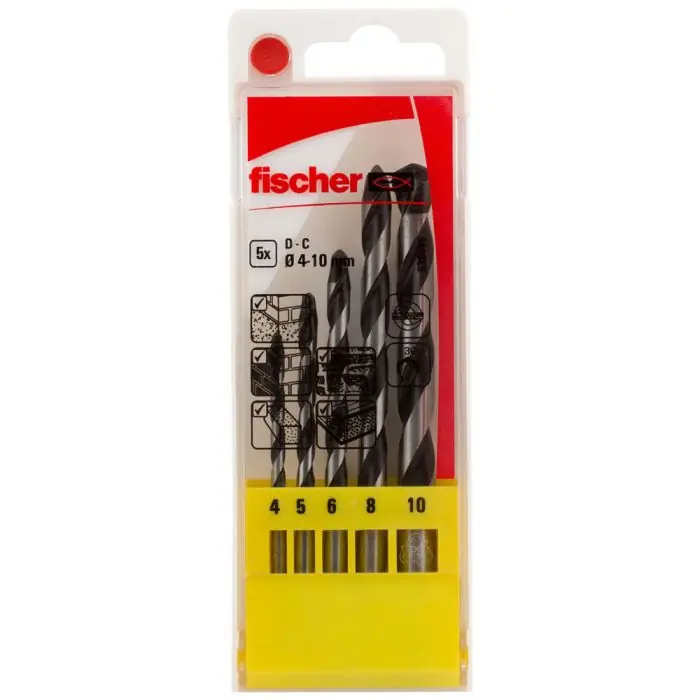 Coffret de 5 forets béton CTS à queue lisse Ø4 / 5 / 6 / 8 / 10 mm - Fischer Acheter En Ligne