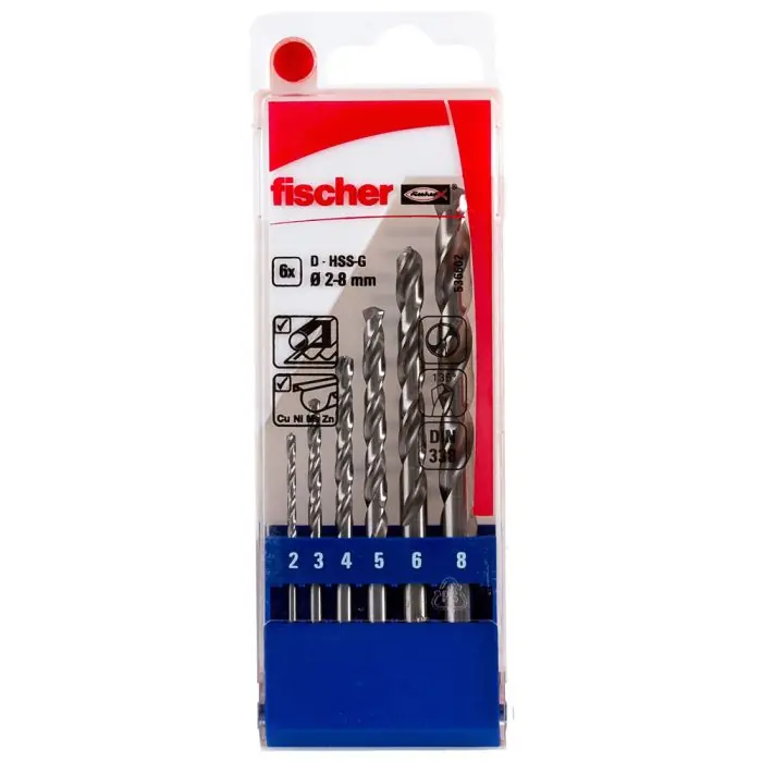 Bon Marché Coffret 6 forets métal HSS-G queue lisse Ø2 / 3 / 4 / 5 / 6 / 8 mm - Fischer