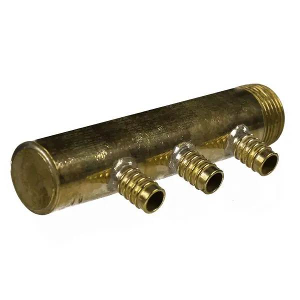 Collecteur 3/4" (20/27) Mâle-Bouchonné 3 piquages à glissement pour tube PER diamètre 12 compris 3 bagues de 12 Offre Exclusive