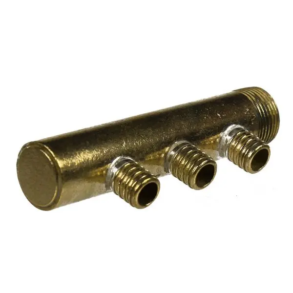 Collecteur 3/4" (20/27) Mâle-Bouchonné 3 piquages à glissement pour tube PER diamètre 16 compris 3 bagues de 16 Quantité Limitée