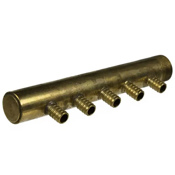 Collecteur 3/4" (20/27) Mâle-Bouchonné 5 piquages à glissement pour tube PER diamètre 12 compris 5 bagues de 12 Soldes