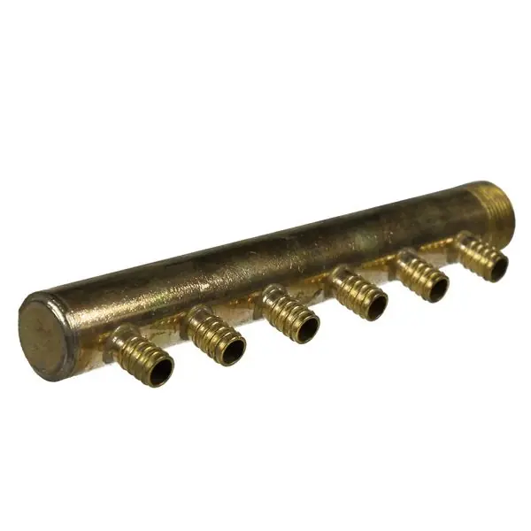 Achat Immédiat Collecteur 3/4" (20/27) Mâle-Bouchonné 6 piquages à glissement pour tube PER diamètre 12 compris 6 bagues de 12