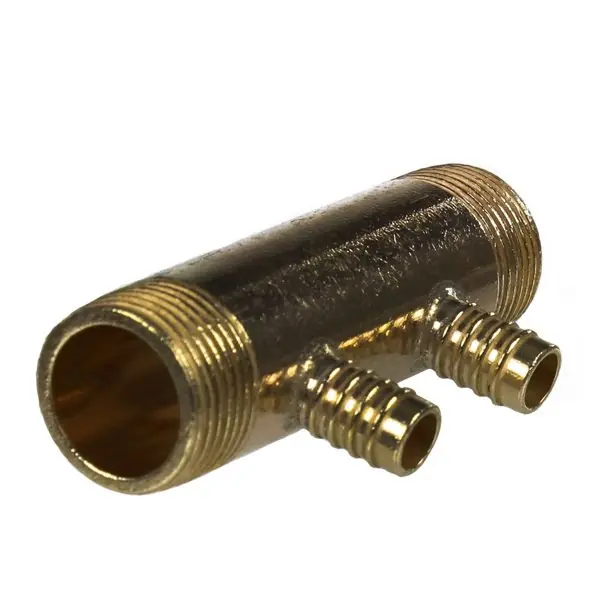Collecteur 3/4" (20/27) Mâle-Mâle 2 piquages à Glissement pour tube PER diamètre 12 compris 2 bagues de 12 Certifié