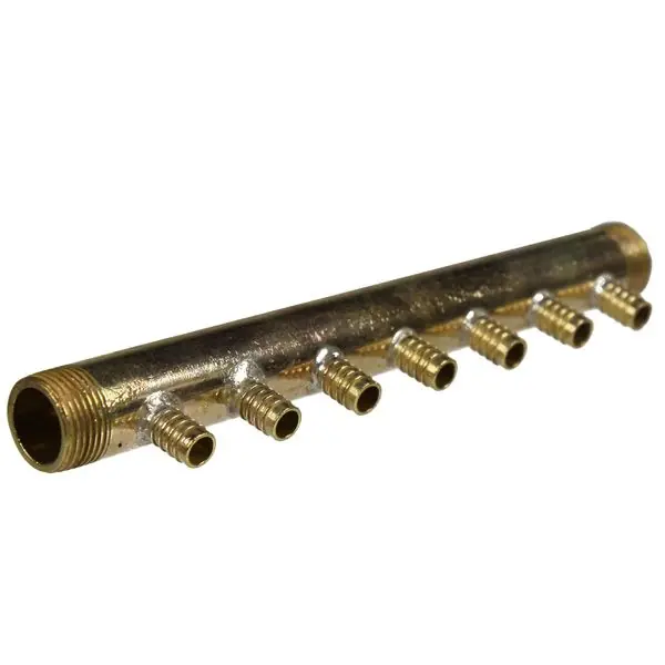 Collecteur 3/4" (20/27) Mâle-Mâle 7 piquages à Glissement pour tube PER diamètre 12 compris 7 bagues de 12 Super Prix