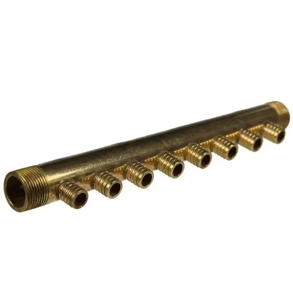 Collecteur 3/4" (20/27) Mâle-Mâle 8 piquages à Glissement pour tube PER diamètre 16 compris 8 bagues de 16 Jusqu'à Épuisement Des Stocks