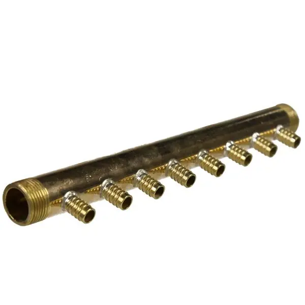 Collecteur 3/4" (20/27) Mâle-Mâle 8 piquages à Glissement pour tube PER diamètre 12 compris 8 bagues de 12 Certifié