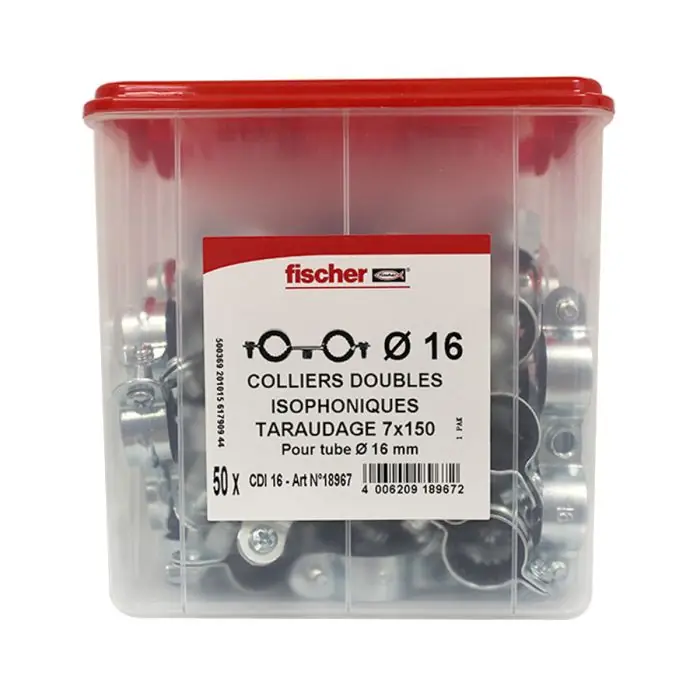 50 colliers double isophonique 7x150 Ø16 - Fischer Meilleur Prix