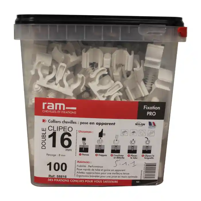 100 CLIPEO double blanc – Fixation pour tube multicouche Ø16 – RAM Nouvel Arrivage