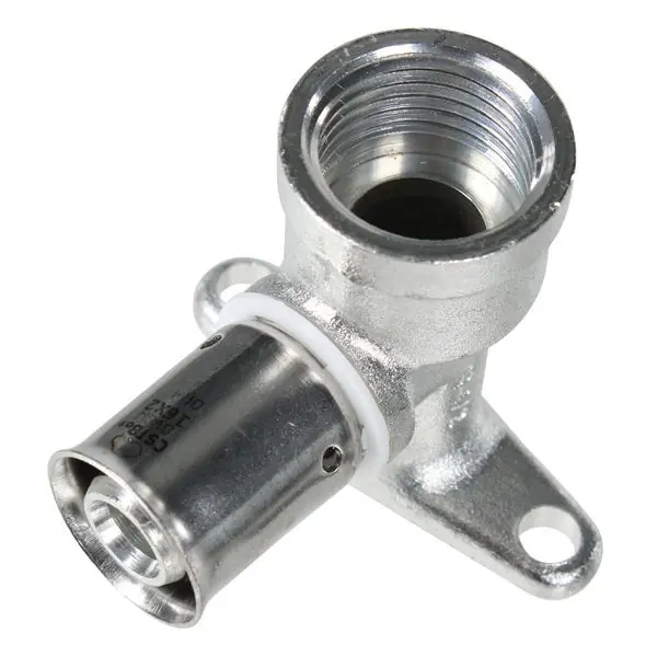 Coude avec base de fixation Multicouche à sertir Ø26×3,0 – Femelle fixe 3/4&Prime;(20/27) Expédition Rapide