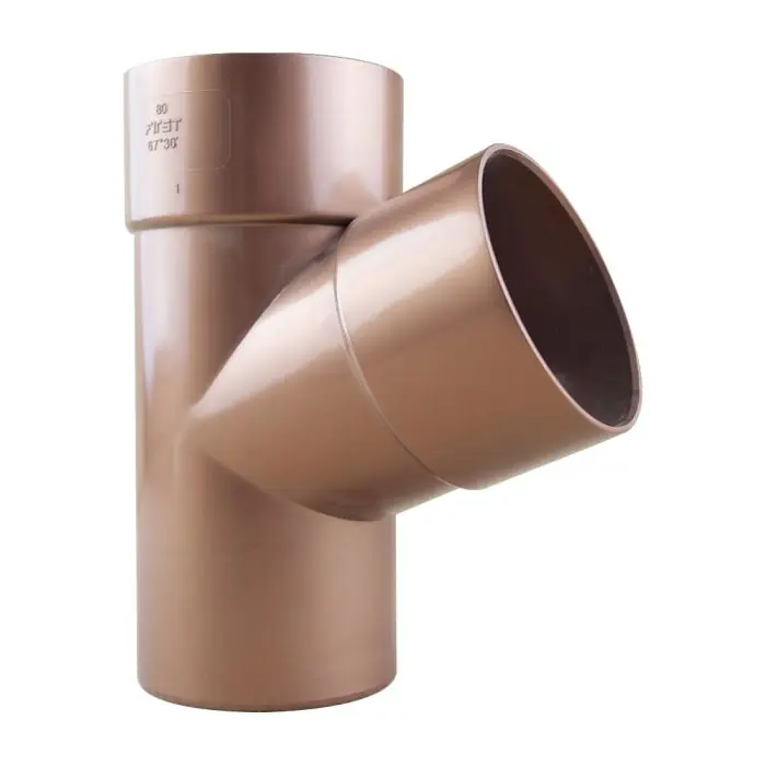 Culotte PVC 67°30 mâle femelle pour tube Ø80 épaisseur 3.2 mm – aspect cuivre – First Plast Réduction