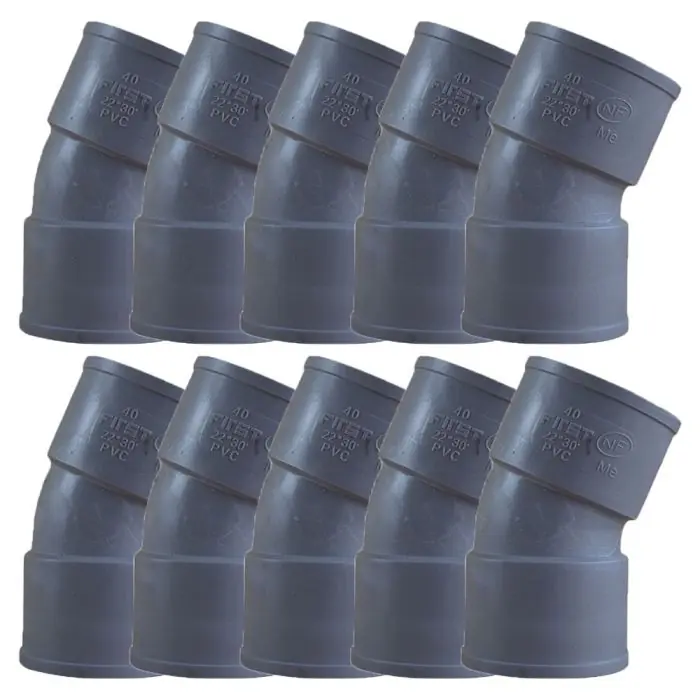 10 coudes PVC 22°30 Femelle Femelle Ø40 – First Plast Expédié Aujourd&rsquo;hui