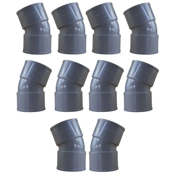 10 coudes PVC 22°30 Femelle Femelle Ø50 – First Plast Soldes