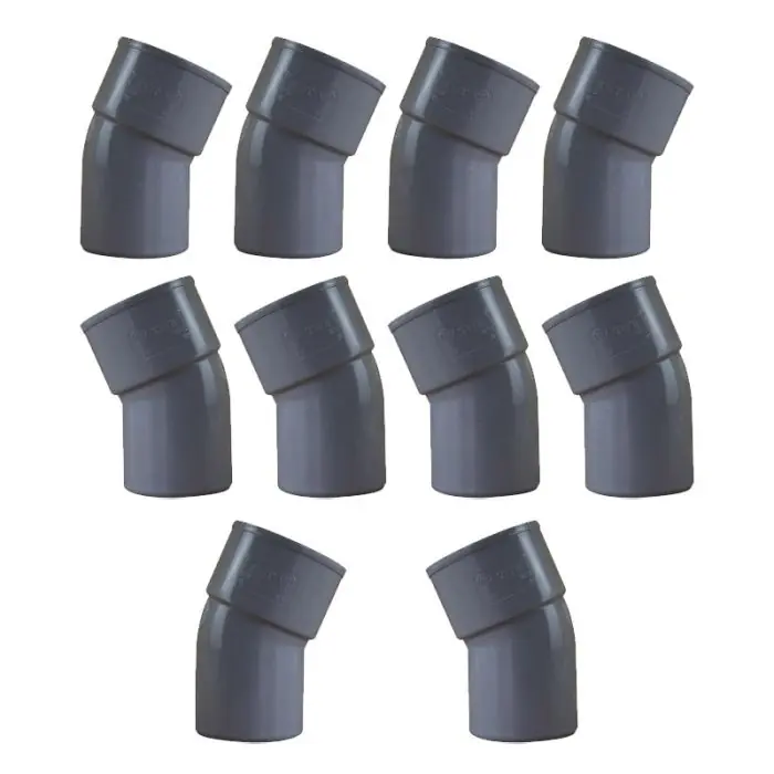 10 coudes PVC 22°30 Mâle Femelle Ø50 – First Plast Commander Maintenant