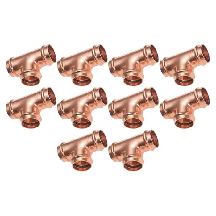 Lot de raccord cuivre à sertir - 10 Tés égaux Femelle Ø12 Promotion Saisonnière
