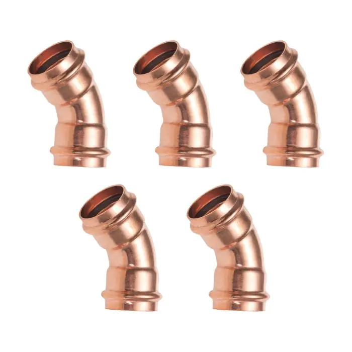 Meilleur Choix Lot de 5 raccords cuivre à sertir Courbes 45° Femelle/Femelle Ø14
