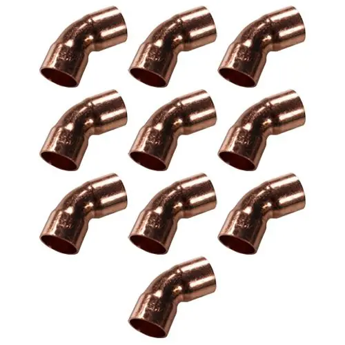 Soldes Lot de 10 coudes cuivre à souder FF 45° grand rayon Ø16