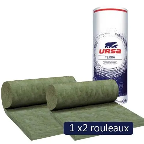 Un paquet de 2 rouleaux laine de verre non revêtue URSA HOMETEC 35 MOB 150mm – 4,58m² – R 4.25 Soldes