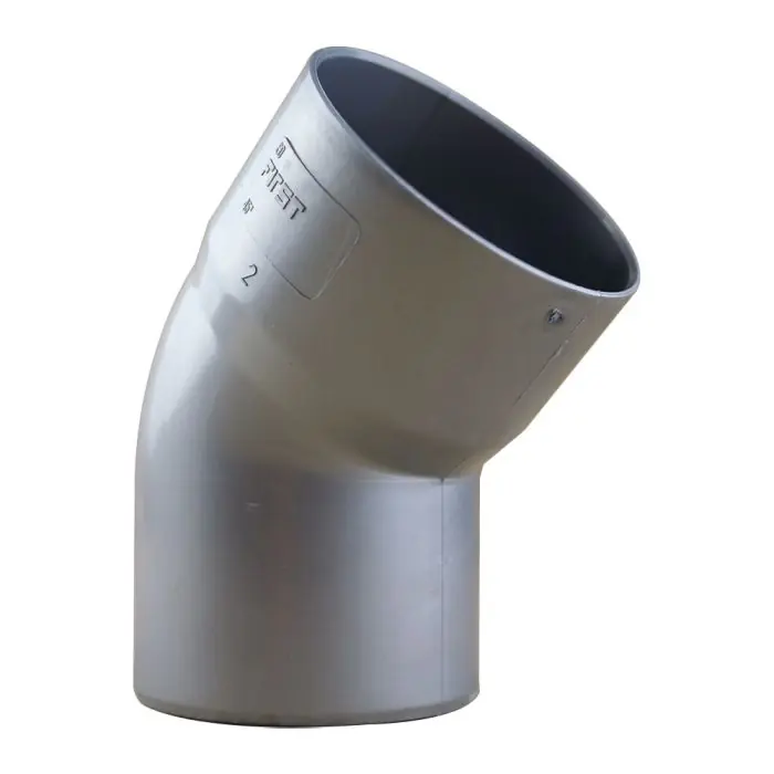 Coude PVC 45° mâle femelle pour tube de descente Ø80 – aspect zinc – First Plast Certifié