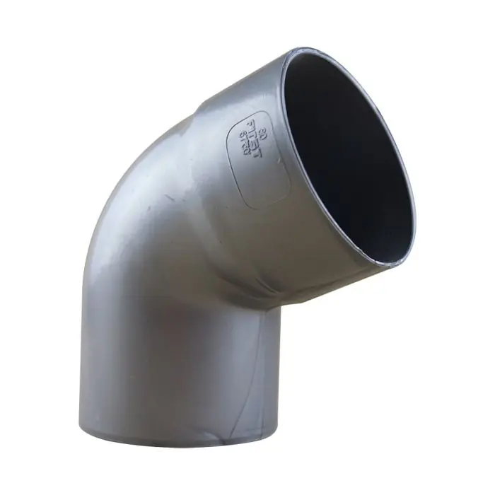 Coude PVC 67°30 mâle femelle pour tube de descente Ø80 – aspect zinc – First Plast Usine Directe