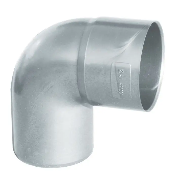 Coude PVC 87°30 mâle femelle pour tube de descente Ø80 – aspect zinc – First Plast Pas Cher