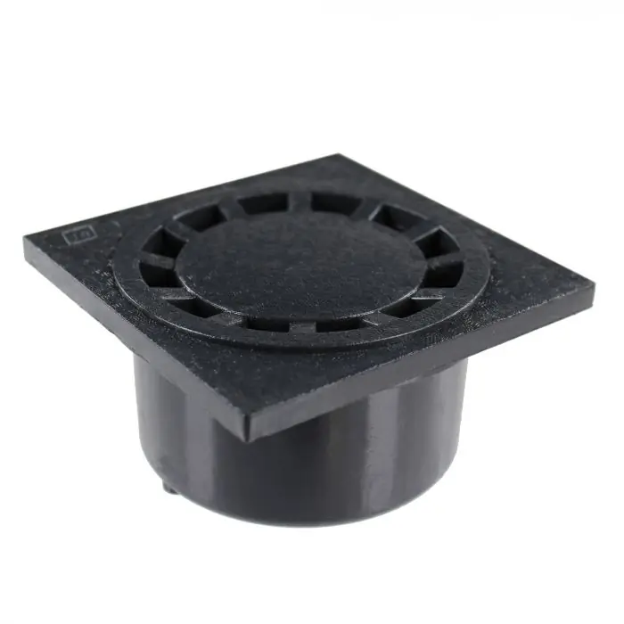 Siphon de sol PVC 150x150mm sortie verticale Ø40-50-63-125 – Anthracite Commander Vite
