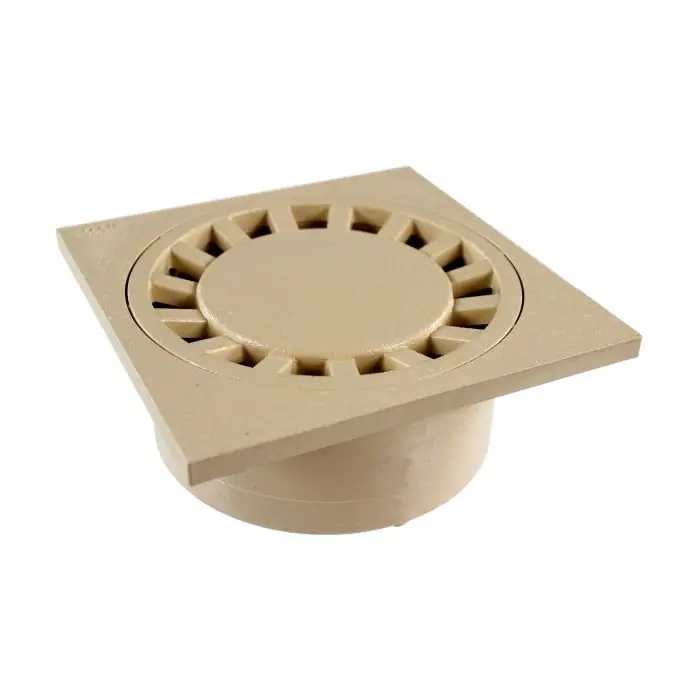 Siphon de sol PVC 250x250mm sortie verticale Ø100 femelle – Sable Réduction