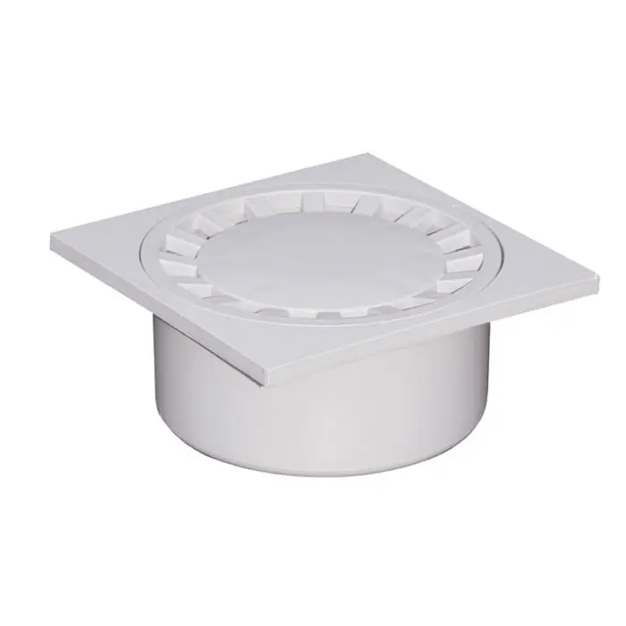 Siphon de sol Polypropylène 200x200mm sortie verticale Ø80 – Gris Commander Maintenant