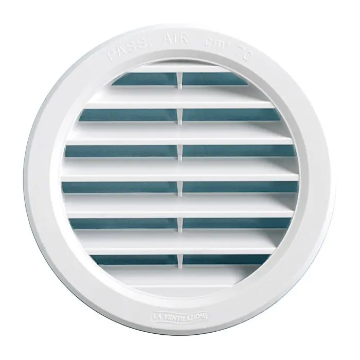 Soldes Grille ventilation ronde à encastrer plastique blanc – Ext Ø120 mm – Tube 100 mm – First Plast
