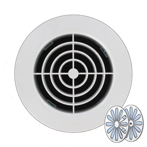 Grille d‘aération ronde avec fermeture 147 mm à encastrer sur tube PVC 125 mm - First Plast Vente Directe