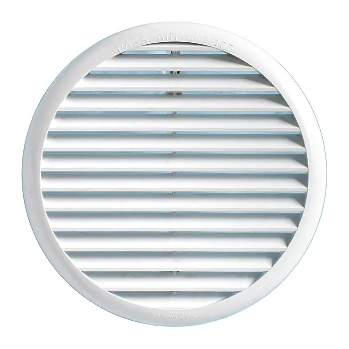 Grille ventilation ronde PVC blanc 106 mm avec ressorts pour tube de 40 à 80 mm – First Plast Offre Spéciale