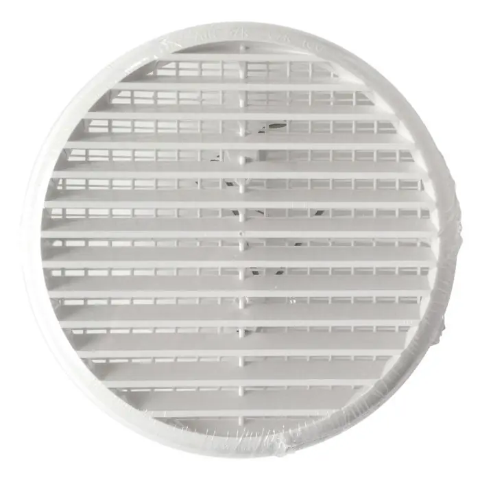 Vente Directe Grille d‘aération avec ressorts + moustiquaire, 106 mm pour tube 40 à 80 mm – First Plast