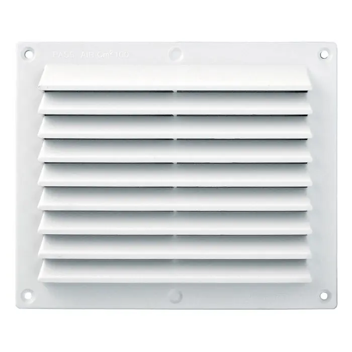 Solde Grille ventilation rectangulaire PVC anti-pluie 175 x 146 mm blanc avec moustiquaire – First Plast