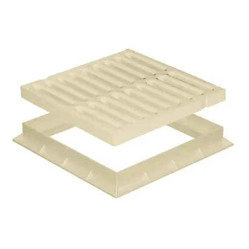 Grille de sol PVC légère 187 x 187 mm avec cadre anti-choc – Résistance 9 KN – Sable – First Plast Soldes