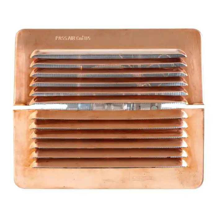 Acheter Direct Grille ventilation cuivre à clipser IN OUT – 193x165mm – Ø trou de 100 à140mm