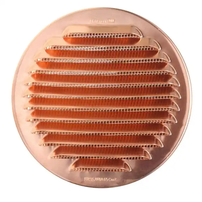 Grille ventilation ronde à clipser avec ressorts Ø175mm Cuivre – Avec moustiquaire Achat Immédiat