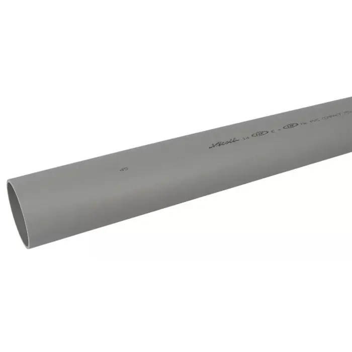 Réduction Tube PVC compact non prémanchonné - diamètre 75 mm - 2 mètres - ép. 3 mm - Nicoll