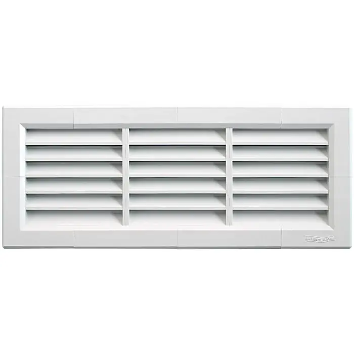 Grille ventilation PVC traditionnelle à encastrer 340 x 140 mm avec moustiquaire – First Plast Offre Limitée