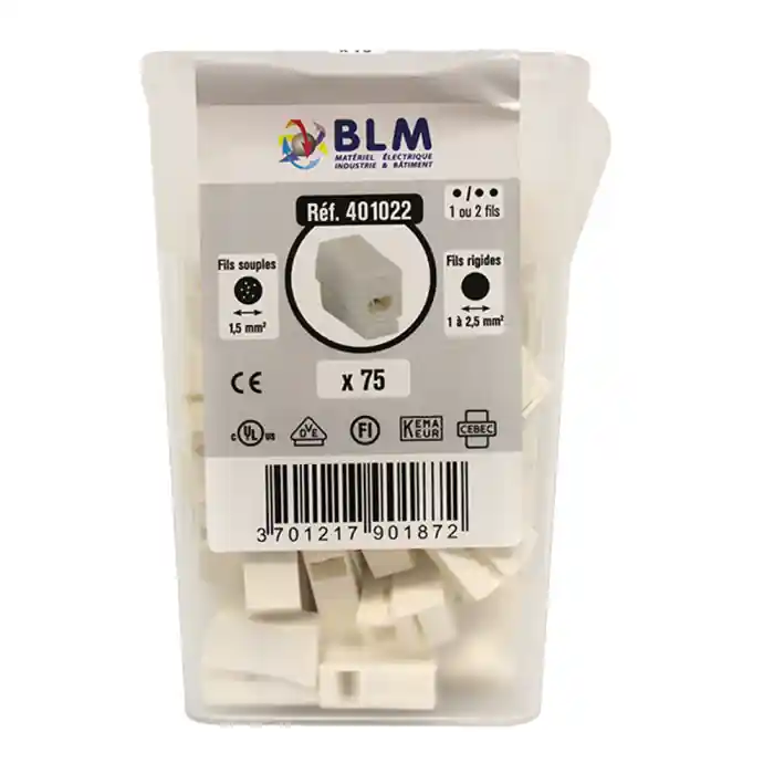 75 connecteurs luminaire 1×1,5 – 2×2,5 – BLM Prix Réduit