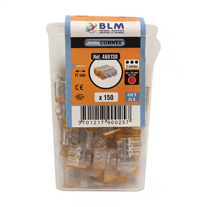 150 Bornes de connexion 3 fils 0,2 à 2.5 mm² – BLM Meilleur Prix