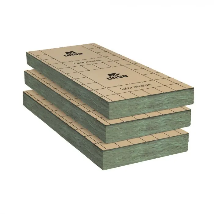 Un paquet de 5 panneaux laine de verre URSA PRK 32 TERRA revêtu kraft – Ep. 120mm – 4,05m² – R 3.75 Nouvelle Collection