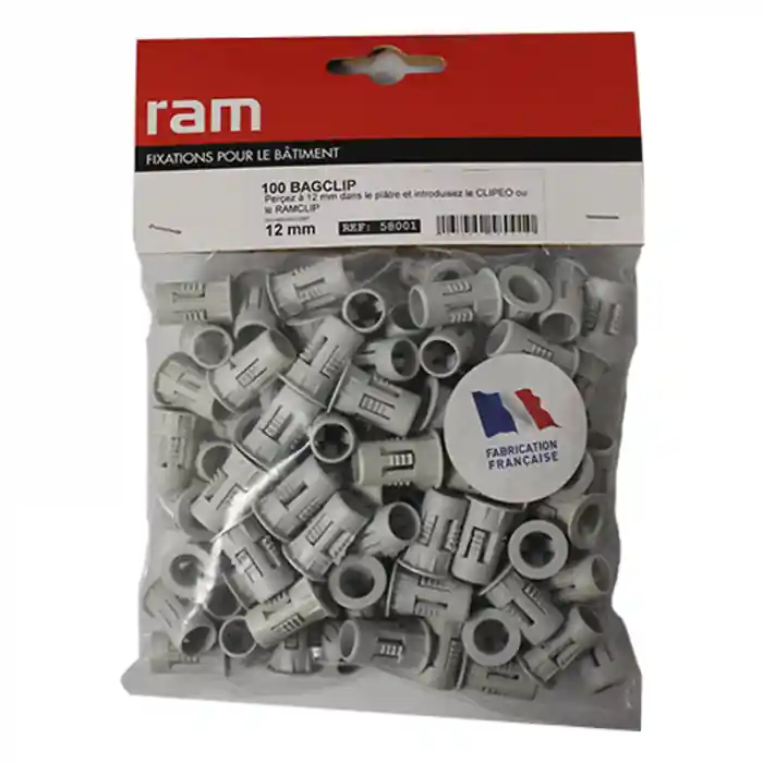 Expédition Rapide 100 BAGCLIP adaptateurs pose CLIPEO et RAMCLIP dans plaques de plâtre - RAM