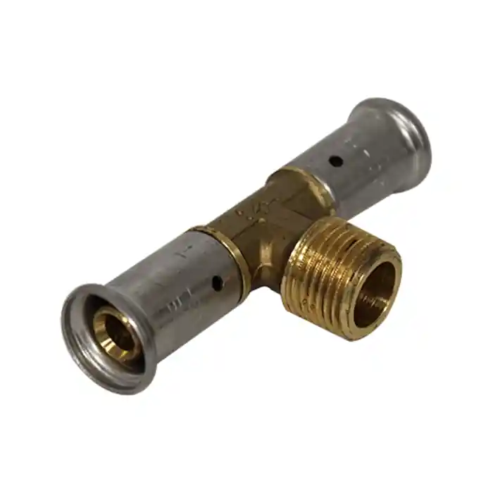 Té multicouche à sertir TH ou BE mâle au centre - Ø16x2.0 - Mâle (15/21) 1/2" - Ø16x2.0 HENCO Usine Directe