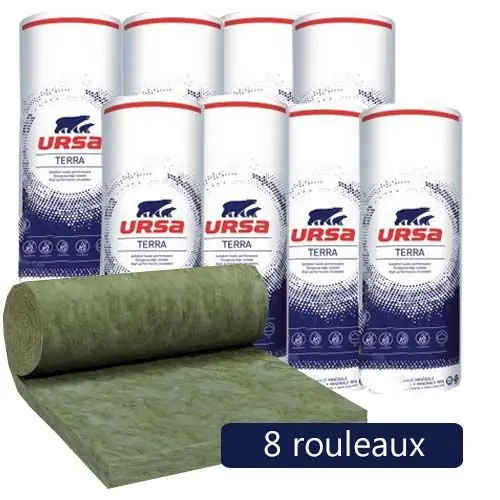 8 rouleaux laine de verre URSA Hometec 32 TERRA nu – Ep. 80mm – 51,84m² – R 2.50 Produit De Marque