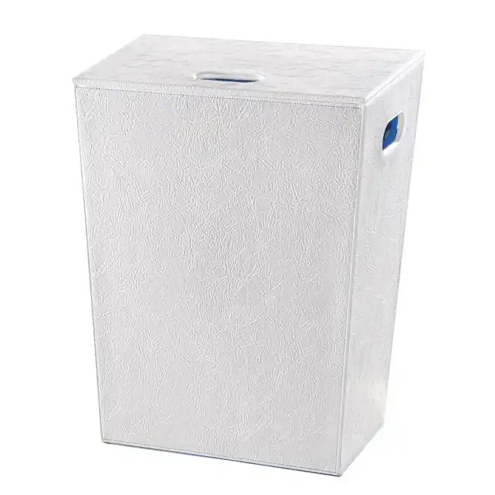 Achetez Aujourd&rsquo;hui Panier à linge Ecopelle en cuir synthéthique avec sac 48x30xh61cm – blanc perle