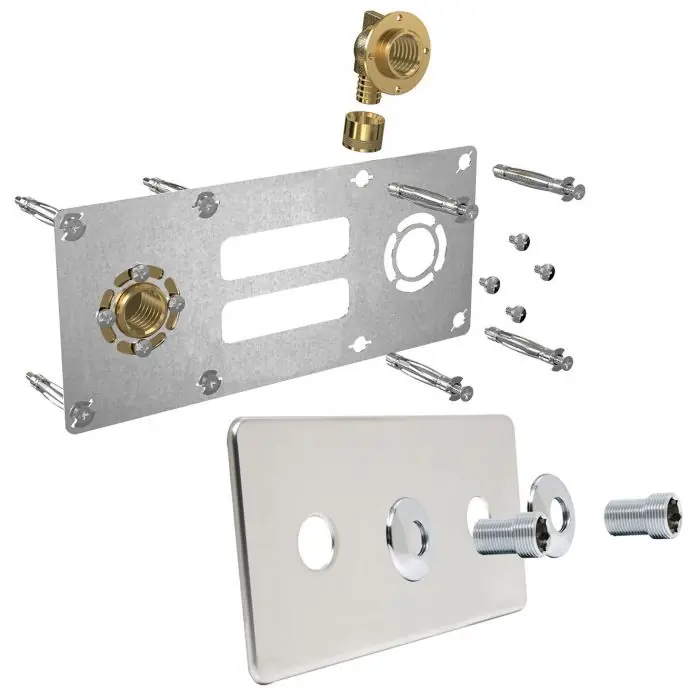 Sortie de cloison Robifix (Douche/Bain Douche) entraxe 150mm - plaque de finition - PER Ø12 - raccord à glissement Femelle 1/2" (15/21) Expédié Aujourd'hui