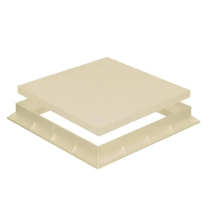 Must-Have Tampon de sol PVC renforcé 384 x 384 mm - avec cadre anti-choc 400 x 400 mm - Classe B125 - Sable - First Plast