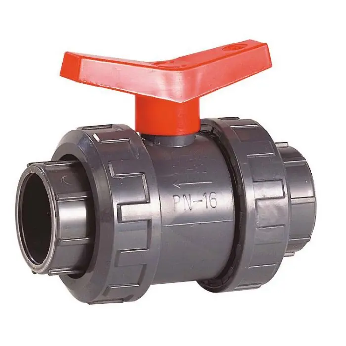 Livraison Express Vanne à sphère PVC à coller Industrie PN16 Ø25 Industrie - Manette rouge - Sferaco