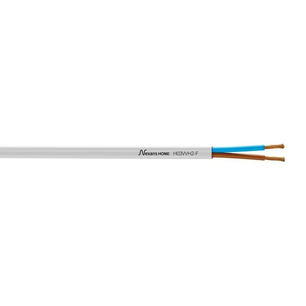 Câble domestique HO3VVH2F 2 X 0,75mm² blanc bobinot 10m Nouveauté
