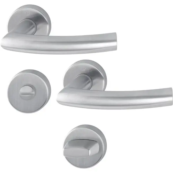 Authentique POIGNEE DE PORTE rosace TRONDHEIM aspect inox condamnation